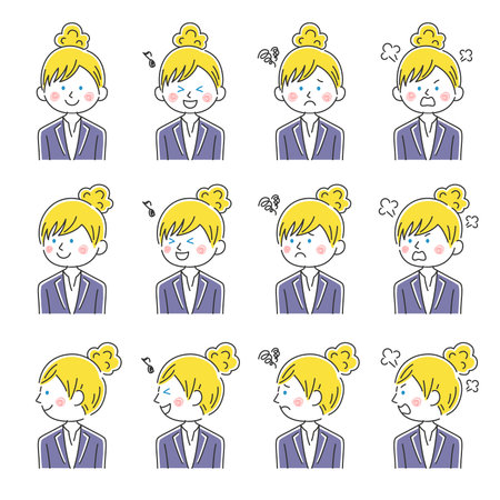 White Business Woman Illustration Setのイラスト素材