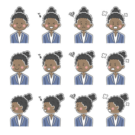 Black Business Woman Illustration Setのイラスト素材