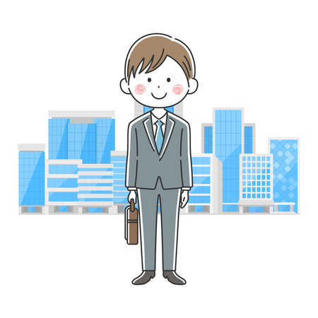 Japanese businessman with bagのイラスト素材