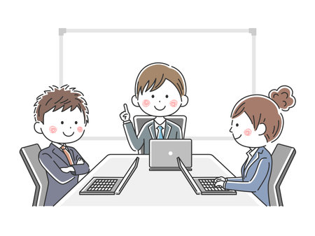 Illustration of employee meeting in conference roomのイラスト素材