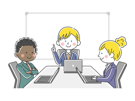 Illustration of employee meeting in conference roomのイラスト素材