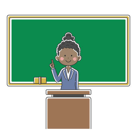 Illustration of a black female teacher inging a classのイラスト素材