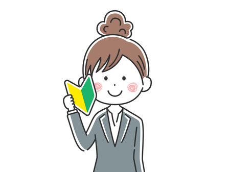 Illustration of Japanese businesswoman with beginner markのイラスト素材