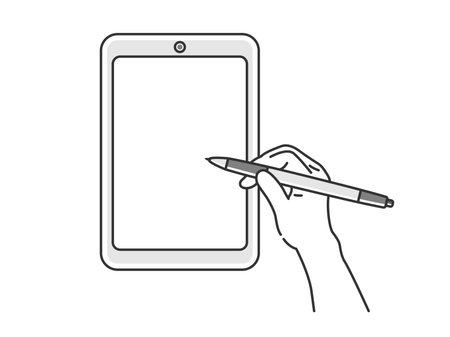 Illustration drawing on tablet PCのイラスト素材