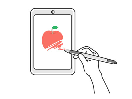 Illustration drawing on tablet PCのイラスト素材