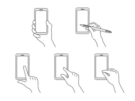 Finger illustration set to operate smartphoneのイラスト素材