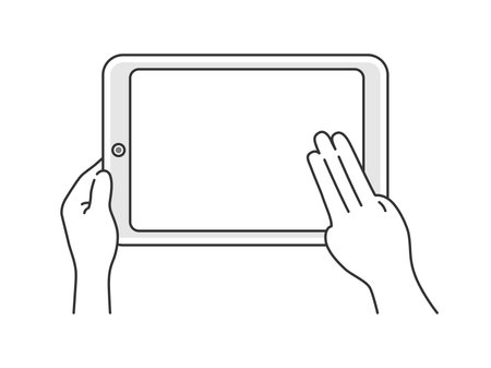 Illustration of finger operating tablet PCのイラスト素材