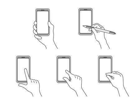 Finger illustration set to operate smartphoneのイラスト素材