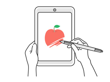Illustration of drawing with touch pen on tabletのイラスト素材
