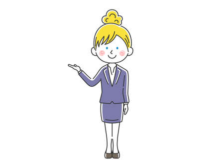Illustration of white female employee guideのイラスト素材