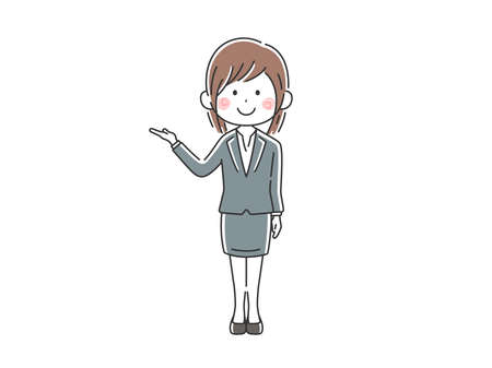 Illustration of a female employee who provides guidanceのイラスト素材