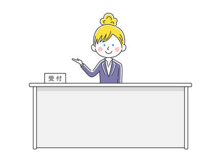 Illustration of a white female employee receptionist at the companyのイラスト素材