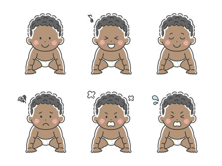 High-high black baby illustration setのイラスト素材