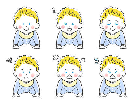 Illustration set of Caucasian babyのイラスト素材