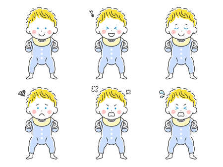 Standing Caucasian Baby Illustration Setのイラスト素材