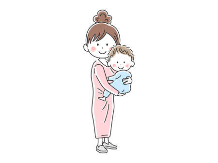 Illustration of mom holding babyのイラスト素材
