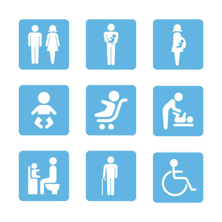 Icon illustration set of the person used in the signのイラスト素材