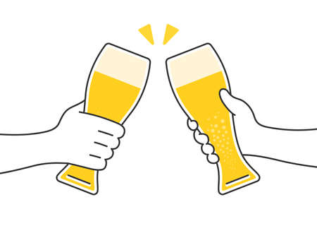 Illustration toasting with a beer glassのイラスト素材