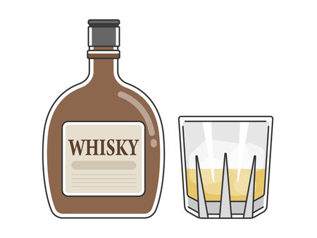 Illustration of whiskey and whiskey glassのイラスト素材