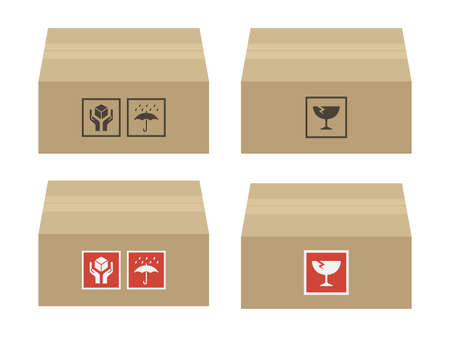 Packed Cardboard Illustration Setのイラスト素材