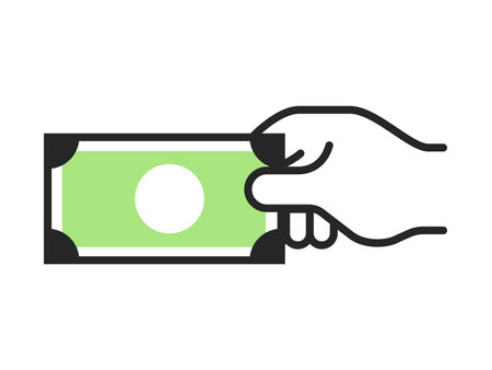 Hand icon illustration with banknotesのイラスト素材