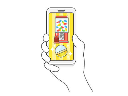 Illustration of clattering in smartphone appのイラスト素材