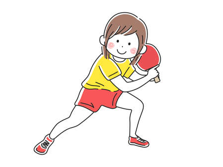 Illustration of a woman playing table tennisのイラスト素材