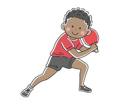 Illustration of a black man playing table tennisのイラスト素材