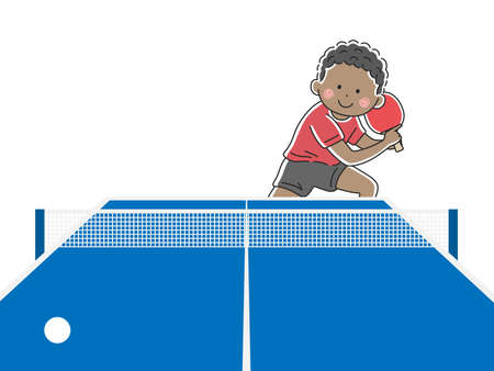 Illustration of a black man playing table tennisのイラスト素材