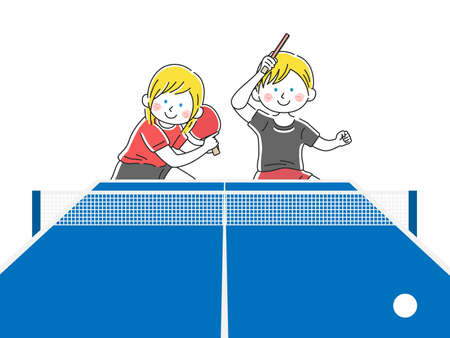 Table Tennis Mixed Doubles Illustrationのイラスト素材