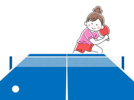 Illustration of a woman playing table tennisのイラスト素材