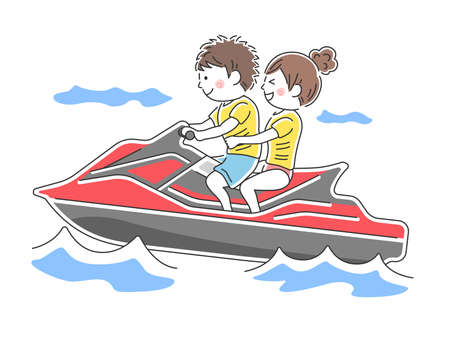 Illustration of a water bike riderのイラスト素材