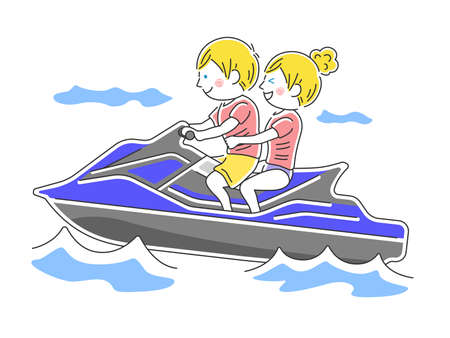 Illustration of a water bike riderのイラスト素材