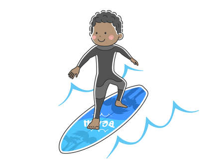 Illustration of a man surfingのイラスト素材