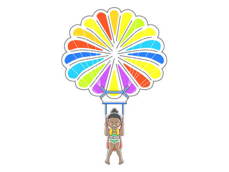 Illustration of a woman parasailingのイラスト素材