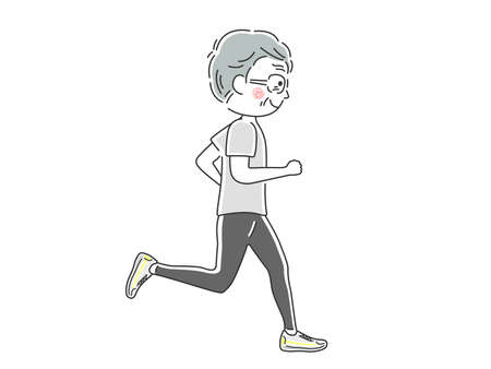 Illustration of an elderly man runningのイラスト素材