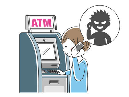 Illustration of a person who is the victim of a transfer scamのイラスト素材