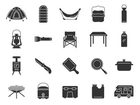 Camping Gear Icon Setのイラスト素材