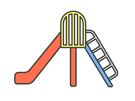 Illustration of playground equipment on a slide in the parkのイラスト素材