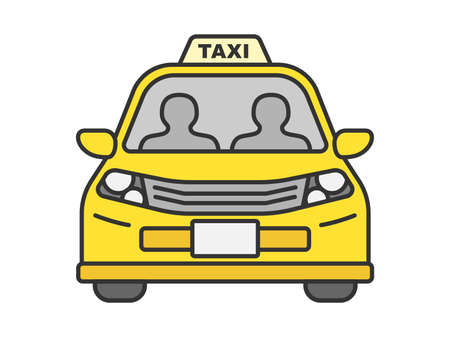 Illustration of taxi seen from the frontのイラスト素材
