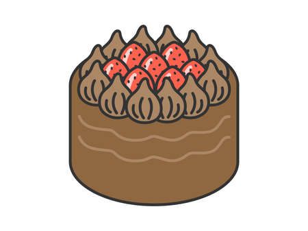 Illustration of strawberry chocolate whole cakeのイラスト素材