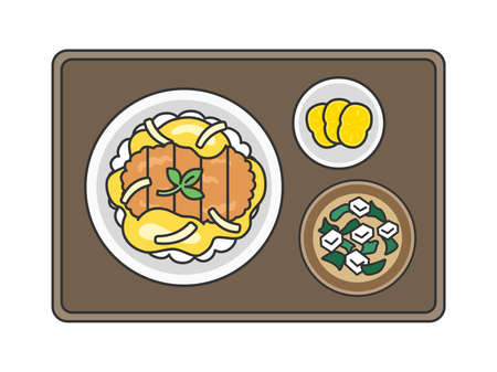 Illustration of katsudon set mealのイラスト素材
