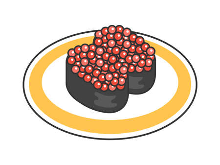 Illustration of ikura sushi on a plateのイラスト素材