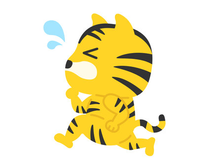 Illustration of a tiger running in a hurryのイラスト素材