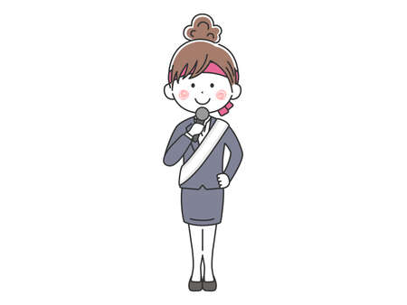 a candidate for a woman speaking on the streetのイラスト素材