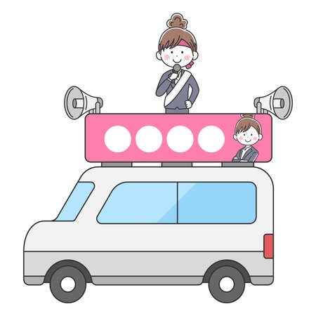 a female candidate canvassing in an election carのイラスト素材