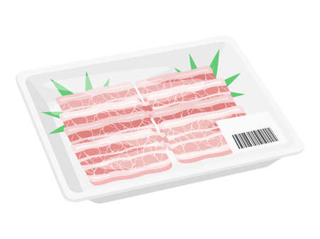 Illustration of pork ribs for yakiniku in a packのイラスト素材