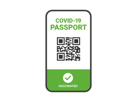 Illustration of vaccine passport displayed on smartphone screenのイラスト素材
