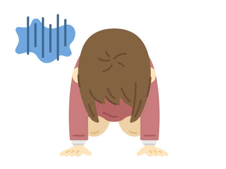 Illustration of a woman who is discouraged and depressedのイラスト素材