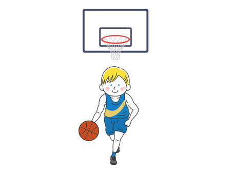 Illustration of white man of basketball playerのイラスト素材